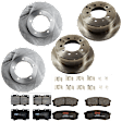 KIT-073024-9982 4-Wheel Set Front and Rear Brake Disc and Pad Kit, Plain Surface 5 Lugs Front-312.93 mm/Rear-329.44 mm Ceramic, Includes (4) Brake Disc and (2) Brake Pad Set