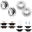 KIT-073024-998 Front and Rear Brake Disc and Pad Kit, Plain Surface, 5 Lugs, Front-286 mm/Rear-276 mm, Front-Ceramic/Rear-Semi-Metallic