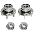 2-Wheel Set Rear Wheel Hub, 5 Lugs, With Bearing, FWD, Includes (2) Wheel Bearing and (2) Wheel Hub