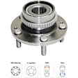 2-Wheel Set Rear Wheel Hub, 5 Lugs, With Bearing, FWD, Includes (2) Wheel Bearing and (2) Wheel Hub