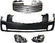 2003-2007 Cadillac CTS - 4-Piece Kit Driver and Passenger Side Halogen Headlight, With bulb(s), For Models Without Headlight Leveling System, OE Replacement, Includes (2) Headlight, (1) Bumper Cover and (1) Grille Assembly