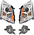 2013 Cadillac SRX - 4-Piece Kit Driver and Passenger Side Halogen Headlight, With bulb(s), OE Replacement, Sport Utility,  Includes (2) Fog Light and (2) Headlight