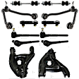 12-Piece Kit Front Suspension Kit, Includes (4) Control Arm, (2) Sway Bar Link, (2) Tie Rod Adjusting Sleeve, and (4) Tie Rod End