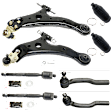 8-Piece Kit Front, Driver and Passenger Side Suspension Kit, Includes (2) Control Arm, (2) Steering Rack Boot, and (4) Tie Rod End