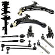 13-Piece Kit Front, Driver and Passenger Side Suspension Kit, Includes (2) Ball Joint, (2) Control Arm, (1) Loaded Strut, (2) Steering Rack Boot, (2) Sway Bar Link, and (4) Tie Rod End