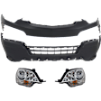 4-Piece Kit, Front, Upper and Lower Upper - Primed, Lower - Textured Bumper Cover, Includes (2) Bumper Cover and (2) Headlight