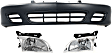3-Piece Kit, Front Primed Bumper Cover, Includes (1) Bumper Cover and (2) Headlight