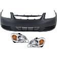 3-Piece Kit Driver and Passenger Side Halogen Headlight, With bulb(s), OE Replacement, Includes (1) Bumper Cover and (2) Headlight