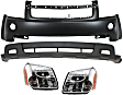 4-Piece Kit, Front Upper - Primed, Lower - Textured Bumper Cover, Includes (2) Bumper Cover and (2) Headlight