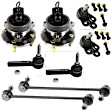 8-Piece Kit Front, Driver and Passenger Side Suspension Kit, Includes (2) Ball Joint, (2) Sway Bar Link, (2) Tie Rod End, and (2) Wheel Hub