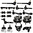17-Piece Kit Front Suspension Kit, Includes (2) Ball Joint, (2) Control Arm, (1) Idler Arm, (2) Pitman Arm, (2) Sway Bar Link, (2) Tie Rod Adjusting Sleeve, (4) Tie Rod End, and (2) Wheel Hub
