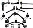 12-Piece Kit Front, Driver and Passenger Side, Upper Control Arm Kit, Includes (2) Ball Joint, (2) Control Arm, (1) Idler Arm, (1) Pitman Arm, (2) Sway Bar Link, and (4) Tie Rod End