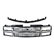 2000 Chevrolet Tahoe - 2-Piece Kit Grille, Chrome Shell with Painted Black Insert, For Models With Composite Headlights,  Includes (1) Bumper Filler and (1) Grille