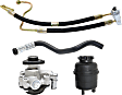 4-Piece Kit Power Steering Pump Without Pulley, With Reservoir, Includes (1) Power Steering Reservoir, (2) Power Steering Hose and (1) Power Steering Pump