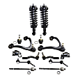 14-Piece Kit Front Fully Loaded Strut Includes (2) Control Arm, (2) Control Arm Bushing, (2) Ball Joint, (4) Tie Rod End, (2) Sway Bar Link and (2) Shock Absorber and Strut Assembly