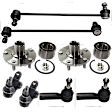 8-Piece Kit Front, Driver and Passenger Side Suspension Kit, Includes (2) Ball Joint, (2) Sway Bar Link, (2) Tie Rod End, and (2) Wheel Hub