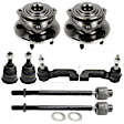 2-Wheel Set Front, Driver and Passenger Side Wheel Hub, 5 Lugs, With Bearing, Includes (2) Ball Joint, (4) Tie Rod End and (2) Wheel Hub