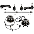 2-Wheel Set Front, Driver and Passenger Side Wheel Hub, 5 Lugs, With Bearing, With Sensor, Includes (2) Ball Joint, (4) Tie Rod End, and (2) Wheel Hub