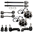 10-Piece Kit Front Suspension Kit, Includes (2) Ball Joint, (2) Sway Bar Link, (4) Tie Rod End, and (2) Wheel Hub