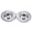 2-Wheel Set Front Brake Disc and Pad Kit, Cross-drilled and Slotted 5 Lugs 288.04 mm Organic Pro-Line Series, Includes (1) Disc and (1) Pad Set