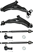 6-Piece Kit Front, Driver and Passenger Side Control Arm Kit, Includes (2) Control Arm and (4) Tie Rod End