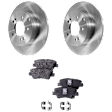 2-Wheel Set Rear Brake Disc and Pad Kit, Plain Surface 5 Lugs 282.96 mm Organic Pro-Line Series, Includes (2) Brake Disc and (1) Brake Pad Set