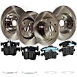 4-Wheel Set Front and Rear Brake Disc and Pad Kit, Plain Surface 5 Lugs Front-344.93 mm/Rear-314.96 mm Ceramic Pro-Line Series, Includes (2) Brake Pad Set and (4) Brake Disc
