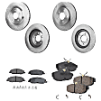 4-Wheel Set Front and Rear Brake Disc and Pad Kit, Plain Surface 5 Lugs Front-315.72 mm/Rear-299.97 mm Ceramic Pro-Line Series, Includes (2) Brake Pad Set and (4) Brake Disc
