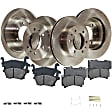 4-Wheel Set Front and Rear Brake Disc and Pad Kit, Plain Surface 6 Lugs Front-314.96 mm/Rear-311.91 mm Ceramic Pro-Line Series, Includes (4) Brake Disc and (2) Brake Pad Set
