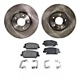 2-Wheel Set Front Brake Disc and Pad Kit, Plain Surface 5 Lugs 299.97 mm Organic Pro-Line Series, Includes (1) Brake Pad Set and (2) Brake Disc
