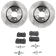 2-Wheel Set Front Brake Disc and Pad Kit, Plain Surface 5 Lugs 324 mm Organic Pro-Line Series, Includes (2) Disc and (1) Pad Set
