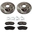 2-Wheel Set Front Brake Disc and Pad Kit, Plain Surface 5 Lugs 279.91 mm Ceramic Pro-Line Series, Includes (2) Brake Disc and (1) Brake Pad Set
