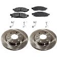 2-Wheel Set Front Brake Disc and Pad Kit, Plain Surface 6 Lugs 320.04 mm Organic Pro-Line Series, Includes (2) Brake Disc and (1) Brake Pad Set