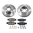 2-Wheel Set Front Brake Disc and Pad Kit, Plain Surface 5 Lugs 299.97 mm Organic Pro-Line Series, Includes (2) Brake Disc and (1) Brake Pad Set