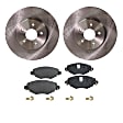2-Wheel Set Front Brake Disc and Pad Kit, Plain Surface 5 Lugs 299.97 mm Organic Pro-Line Series, Includes (2) Brake Disc and (1) Brake Pad Set