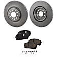 2-Wheel Set Front Brake Disc and Pad Kit, Plain Surface 5 Lugs 329.95 mm Ceramic Pro-Line Series, Includes (1) Brake Pad Set and (2) Brake Disc