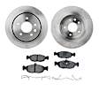 2-Wheel Set Rear Brake Disc and Pad Kit, Plain Surface 5 Lugs 305.05 mm Organic Pro-Line Series, Includes (1) Brake Pad Set and (2) Brake Disc