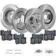 4-Wheel Set Front and Rear Brake Disc and Pad Kit, Plain Surface 5 Lugs Front-355.09 mm/Rear-350.01 mm Organic Pro-Line Series, Includes (2) Brake Pad Set and (4) Brake Disc