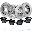 4-Wheel Set Front and Rear Brake Disc and Pad Kit, Plain Surface 5 Lugs Front and Rear-325.88 mm Organic Pro-Line Series, Includes (4) Disc and (2) Pad Set