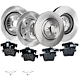 4-Wheel Set Front and Rear Brake Disc and Pad Kit, Plain Surface 5 Lugs Front-354.7 mm/Rear-325.88 mm Organic Pro-Line Series, Includes (4) Disc and (2) Pad Set