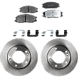 2-Wheel Set Front Brake Disc and Pad Kit, Plain Surface 5 Lugs 299.97 mm Organic Pro-Line Series, Includes (2) Brake Disc and (1) Brake Pad Set
