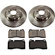 2-Wheel Set Brake Disc and Pad Kit, Plain Surface 5 Lugs 359.92 mm Organic Pro-Line Series, Includes (1) Brake Pad Set and (2) Brake Disc