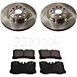 2-Wheel Set Front Brake Disc and Pad Kit, Plain Surface 5 Lugs 334.77 mm Organic Pro-Line Series, Includes (1) Brake Pad Set and (2) Brake Disc