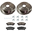 2-Wheel Set Rear Brake Disc and Pad Kit, Plain Surface 5 Lugs 309.12 mm Ceramic Pro-Line Series, Includes (1) Brake Pad Set and (2) Brake Disc