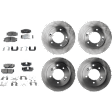 4-Wheel Set Front and Rear Brake Disc and Pad Kit, Plain Surface 5 Lugs Front-299.97 mm/Rear-314.96 mm Front-Organic/Rear-Ceramic Pro-Line Series, Includes (4) Brake Disc and (2) Brake Pad Set