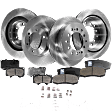 4-Wheel Set Front and Rear Brake Disc and Pad Kit, Plain Surface 6 Lugs Front-338.07 mm/Rear-311.91 mm Ceramic Pro-Line Series, Includes (2) Brake Pad Set and (4) Brake Disc