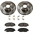2-Wheel Set Front Brake Disc and Pad Kit, Plain Surface 4 Lugs 260 mm Ceramic Pro-Line Series, Includes (1) Brake Pad Set and (2) Brake Disc