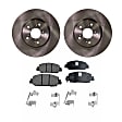 2-Wheel Set Front Brake Disc and Pad Kit, Plain Surface 5 Lugs 293.12 mm Ceramic Pro-Line Series, Includes (2) Brake Disc and (1) Brake Pad Set