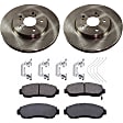 2014 Honda CR-V EX-L - 4-Piece Kit Front Brake Disc and Pad Kit, Plain Surface, 5 Lugs, 295.91 mm, Ceramic, AWD, 2.4L 4Cyl, Pro-Line Series  Includes (2) Brake Disc and (1) Brake Pad Set