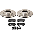 2-Wheel Set Front Brake Disc and Pad Kit, Plain Surface 6 Lugs 290.07 mm Ceramic Pro-Line Series, Includes (2) Brake Disc and (1) Brake Pad Set
